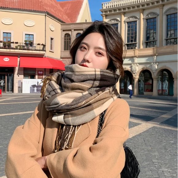 Classic Plaid Pattern Pashmina Winter Scarf/Shawl/Wrap - Picture 4 of 8